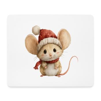 Kleine Weihnachtsmaus – Süßes und fröhliches Zeichnen - Mousepad (Querformat) - Weiß - Vorne