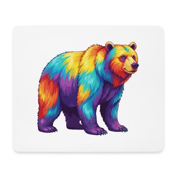 Bunte Bärenregenbogen-Pop-Art-Aquarell - Mousepad (Querformat) - Weiß - Vorne