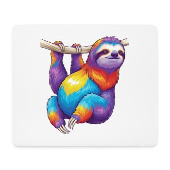 Buntes Faultier-Regenbogen-Pop-Art-Aquarell - Mousepad (Querformat) - Weiß - Vorne