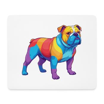 Bunte Bulldogge-Regenbogen-Pop-Art-Aquarell - Mousepad (Querformat) - Weiß - Vorne