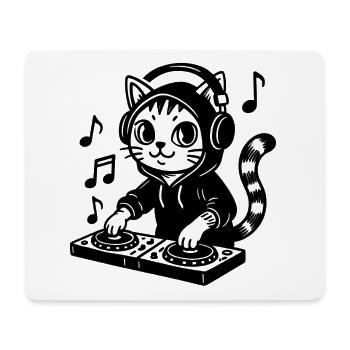Chat DJ en hoodie - Tapis de souris (format paysage) - blanc - Devant