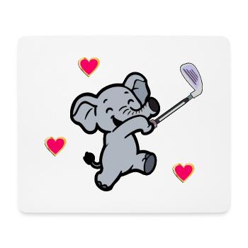 ELEFANT KINDER GOLF GOLFSPIELER - Mousepad (Querformat) - Weiß - Vorne