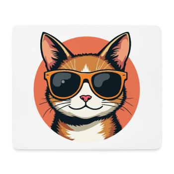 Cool cat with sunglasses cat portrait - Mouse Pad (horizontal) - white - Front