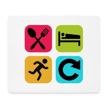 Essen, schlafen, laufen, wiederholen, lustiges Zitat, Joggerin - Mousepad (Querformat) - Weiß - Vorne