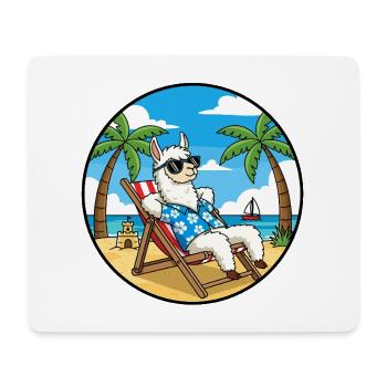 Coole Llama Beach Urlaubs-Sommer-Vibes - Mousepad (Querformat) - Weiß - Vorne