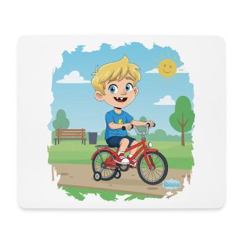 Bouno rides a bike - Little adventurer on the road - Mouse Pad (horizontal) - white - Front