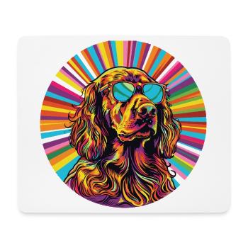 Sunglasses dog in rainbow style - Mouse Pad (horizontal) - white - Front