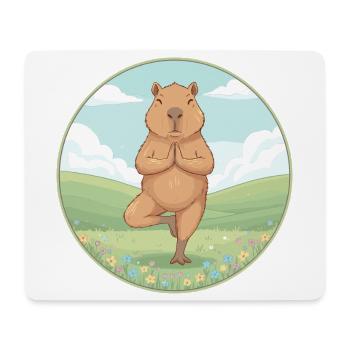 Zen Capybara Yoga Pose Achtsamkeitskunst - Mousepad (Querformat) - Weiß - Vorne