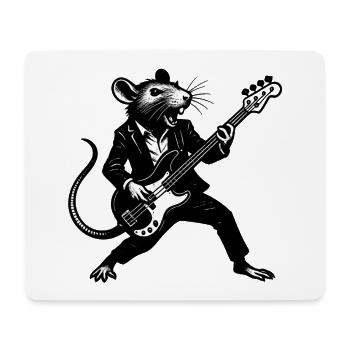 Ratte mit Bass im Anzug - Mousepad (Querformat) - Weiß - Vorne