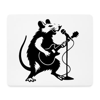 Ratterrockstar mit Gitarre - Mousepad (Querformat) - Weiß - Vorne