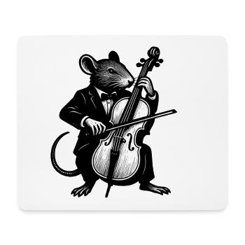 Souris en smoking jouant du violoncelle - Tapis de souris (format paysage) - blanc - Devant