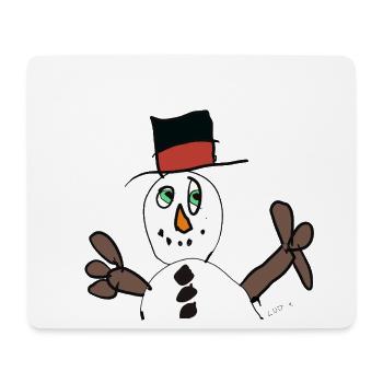 Bonhomme de neige magique d’hiver avec chapeau - Tapis de souris (format paysage) - blanc - Devant