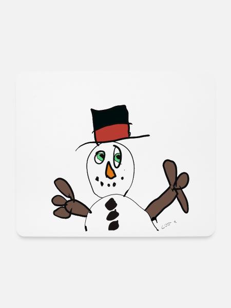 Winterzauber Schneemann im Hut - Mousepad (Querformat) - Weiß