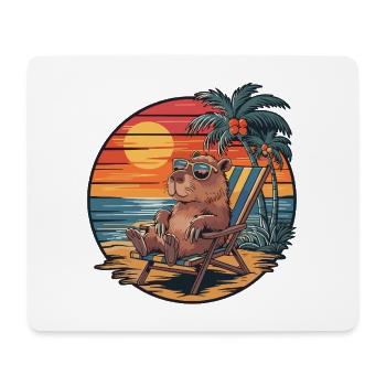 Funny Capybara on Beach Summer Vacation Sunset - Mouse Pad (horizontal) - white - Front