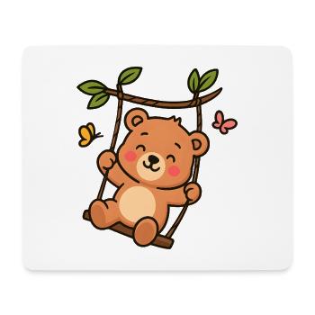 Kleiner Bär auf Schaukel - Mousepad (Querformat) - Weiß - Vorne