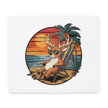 Lustiges Reh am Strand Sommerurlaub Sonnenuntergang - Mousepad (Querformat) - Weiß - Vorne