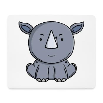 Süßes Nashorn-Kawaii-Safari-Tier-Cartoon - Mousepad (Querformat) - Weiß - Vorne