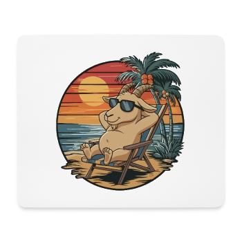 Lustige Ziege am Strand Sommerurlaub Sonnenuntergang - Mousepad (Querformat) - Weiß - Vorne