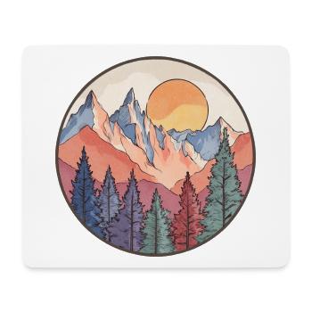 Montagne au coucher de soleil – Motif nature - Tapis de souris (format paysage) - blanc - Devant