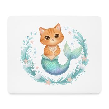 Kawaii Cats Mermaid – Cute Fantasy Design - Mouse Pad (horizontal) - white - Front