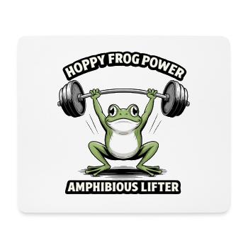 Hoppy Frog Power – Funny Fitness Frog - Mouse Pad (horizontal) - white - Front