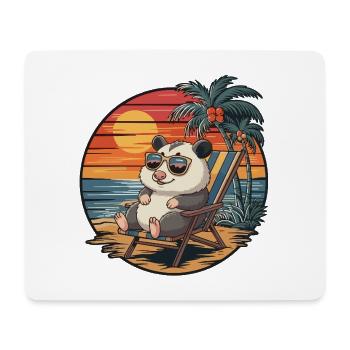 Lustiges Opossum am Strand, Sommerurlaub Sonnenuntergang - Mousepad (Querformat) - Weiß - Vorne
