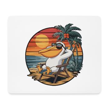 Lustiger Pelikan am Strand, Sommerurlaub Sonnenuntergang - Mousepad (Querformat) - Weiß - Vorne