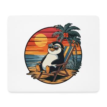 Drôle de Pingouin sur la plage Coucher de Soleil des vacances d’été - Tapis de souris (format paysage) - blanc - Devant