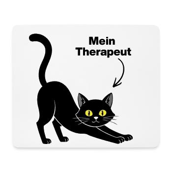 MEINE KATZE IST MEIN THERAPEUT😻 CATLOVER FELLNASE - Mousepad (Querformat) - Weiß - Vorne