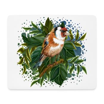 Bunter Vogel - Mousepad (Querformat) - Weiß - Vorne