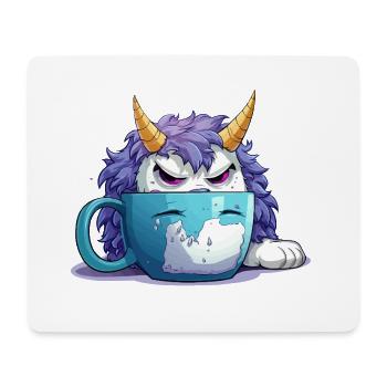 Grummel-Monster im Kaffeebecher - Mousepad (Querformat) - Weiß - Vorne