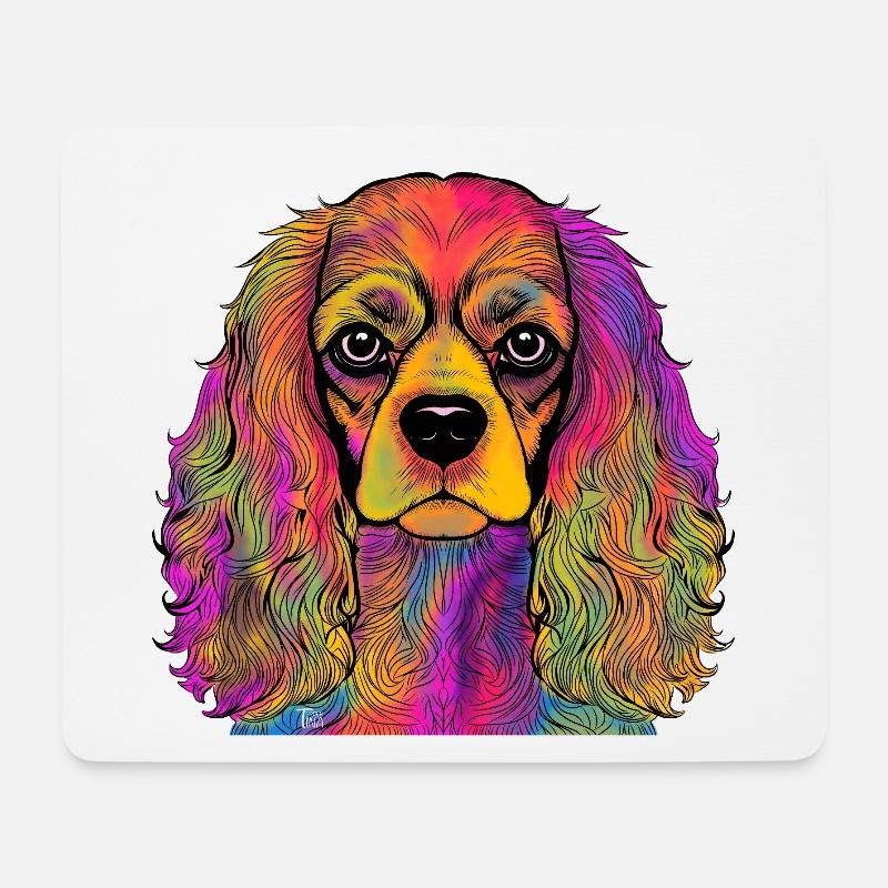Cavalier King Charles Spaniel - Tapis de souris (format paysage) - blanc