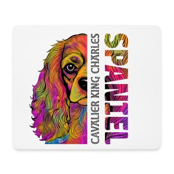 Cavalier King Charles Spaniel - Tapis de souris (format paysage) - blanc - Devant