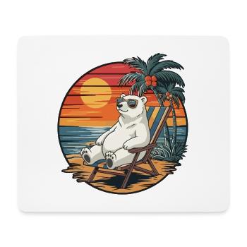 Funny Polar Bear on Beach Summer Vacation Sunset - Mouse Pad (horizontal) - white - Front