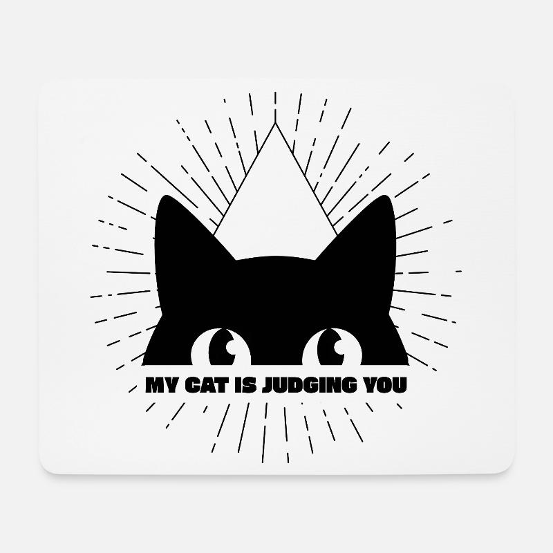 MY CAT IST JUDGING YOU - Mousepad (Querformat) - Weiß