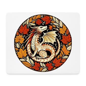 Autumn Dragon Circular Leaf Pattern - Mouse Pad (horizontal) - white - Front