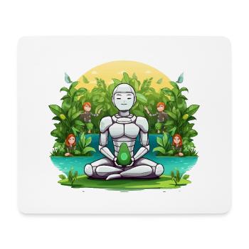 Roboten-Meditation im Dschungel - Mousepad (Querformat) - Weiß - Vorne