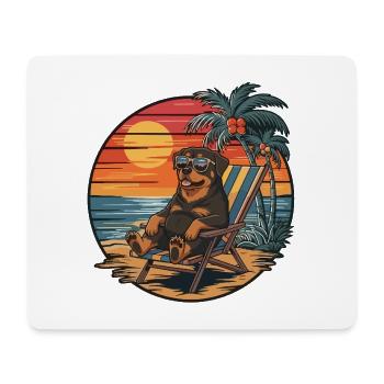 Funny Rottweiler Dog on Beach Summer Sunset - Mouse Pad (horizontal) - white - Front