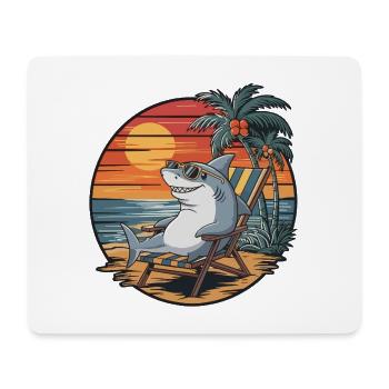 Lustiger Hai am Strand Sommerurlaub Sonnenuntergang - Mousepad (Querformat) - Weiß - Vorne