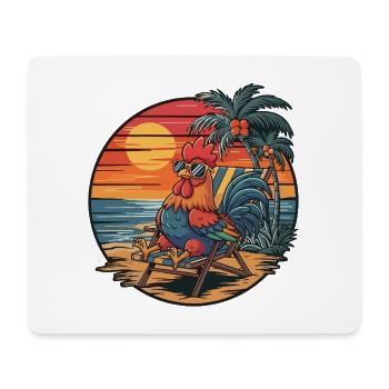 Coq drôle sur la plage pendant les vacances d’été - Tapis de souris (format paysage) - blanc - Devant