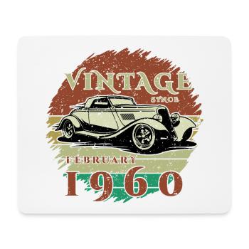 66e anniversaire - Classique - Vintage depuis 02/1960 - Tapis de souris (format paysage) - blanc - Devant