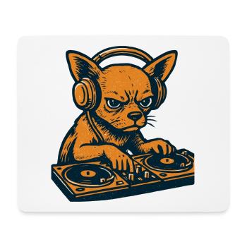Cadeau des casques pour platines rétro du DJ Chihuahua - Tapis de souris (format paysage) - blanc - Devant