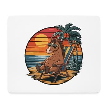 Funny Horse on Beach Summer Vacation Sunset - Mouse Pad (horizontal) - white - Front