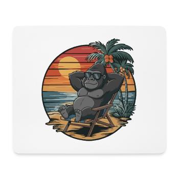 Lustiger Gorilla am Strand Sommerurlaub Sonnenuntergang - Mousepad (Querformat) - Weiß - Vorne