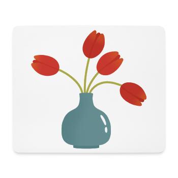 Éclatement de tulipe dans un vase turquoise - Tapis de souris (format paysage) - blanc - Devant