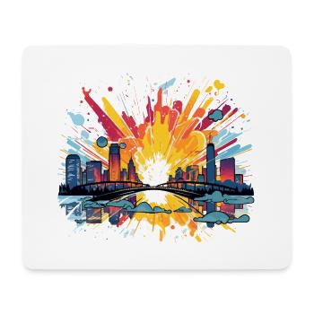 Stadtfeuerwerk Skyline Spritz - Mousepad (Querformat) - Weiß - Vorne