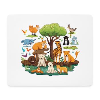 Collage Safari de la Forêt Animale - Tapis de souris (format paysage) - blanc - Devant