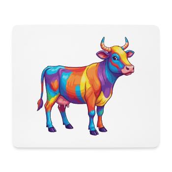 Colorful Cow Rainbow Pop Art Watercolor - Mouse Pad (horizontal) - white - Front