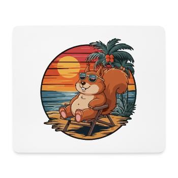 Funny Squirrel on Beach Summer Vacation Sunset - Mouse Pad (horizontal) - white - Front