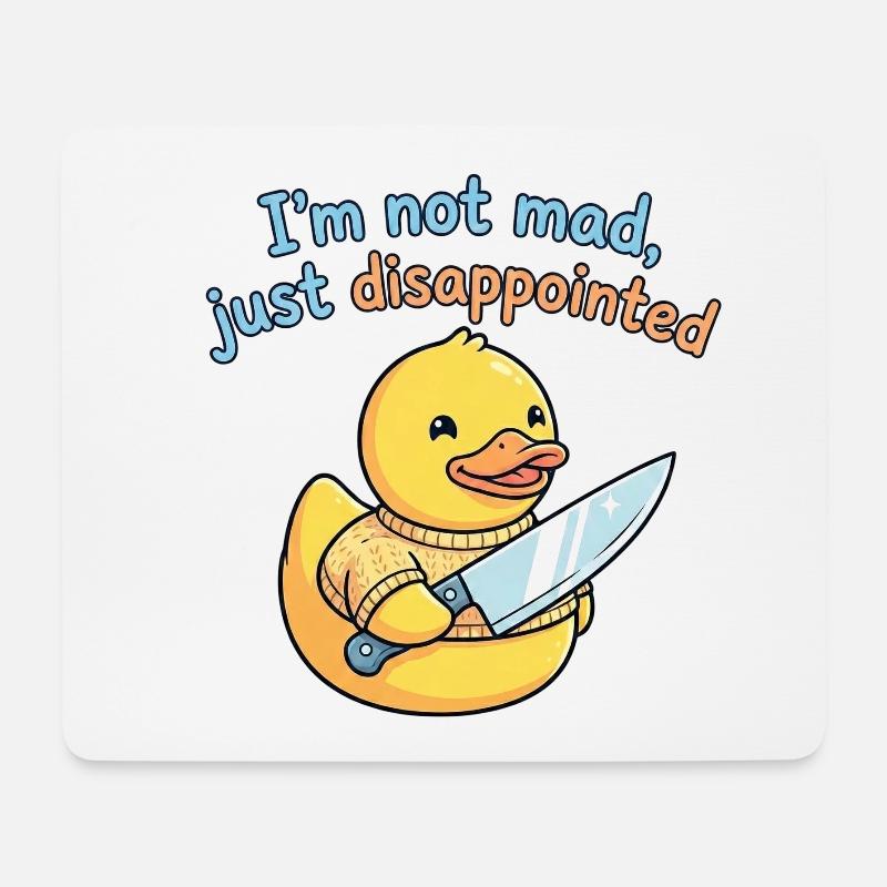 Disappointed duck with knife - Mouse Pad (horizontal) - white